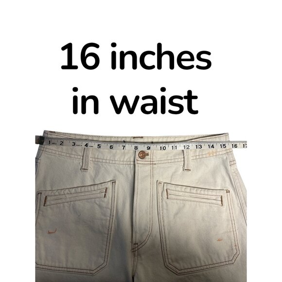 We The Free by Free People Cream Distressed Straight Crop Jeans – Size 27 – High - Picture 8 of 13